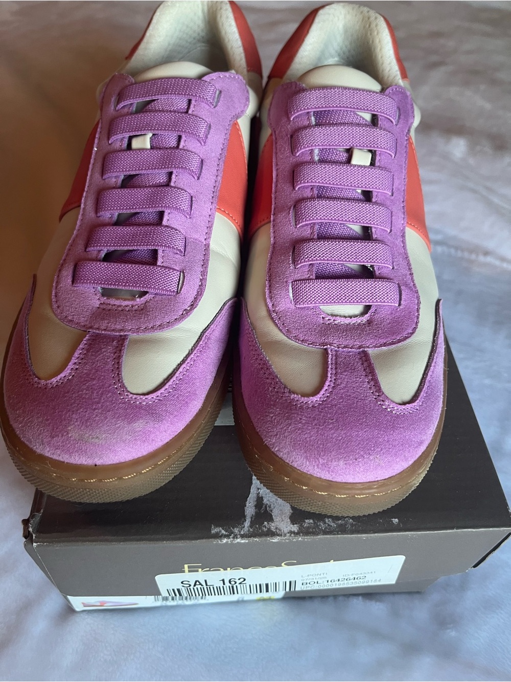 Franco Sarto Women's Ponti Lace Up Low Top Sneakers Color Viola Coral Purple 8 M